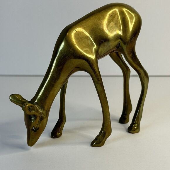 1950's Brass Deer Figurine Mid Century Decor Vintage MCM Collectable Whimsical - Picture 7 of 8